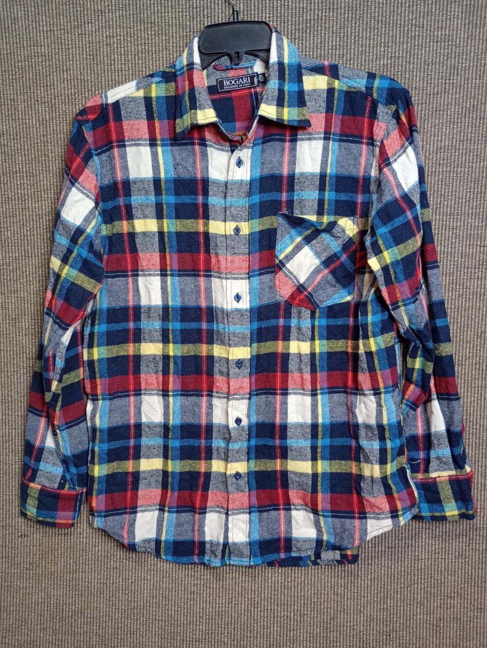 Bogari Men's Flannel Shirt in Multicolored Plaid XL